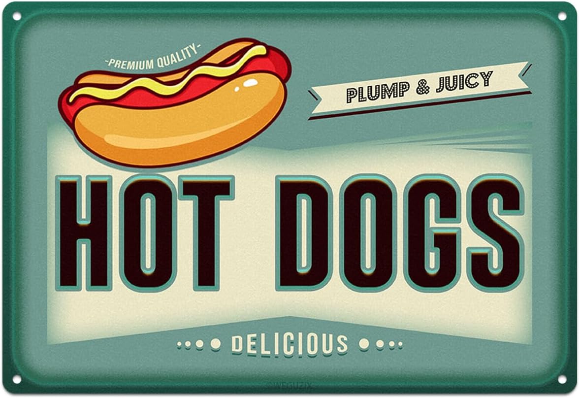 Food Snacks Corner - Komik Hot Doglar Metal Tabela Retro